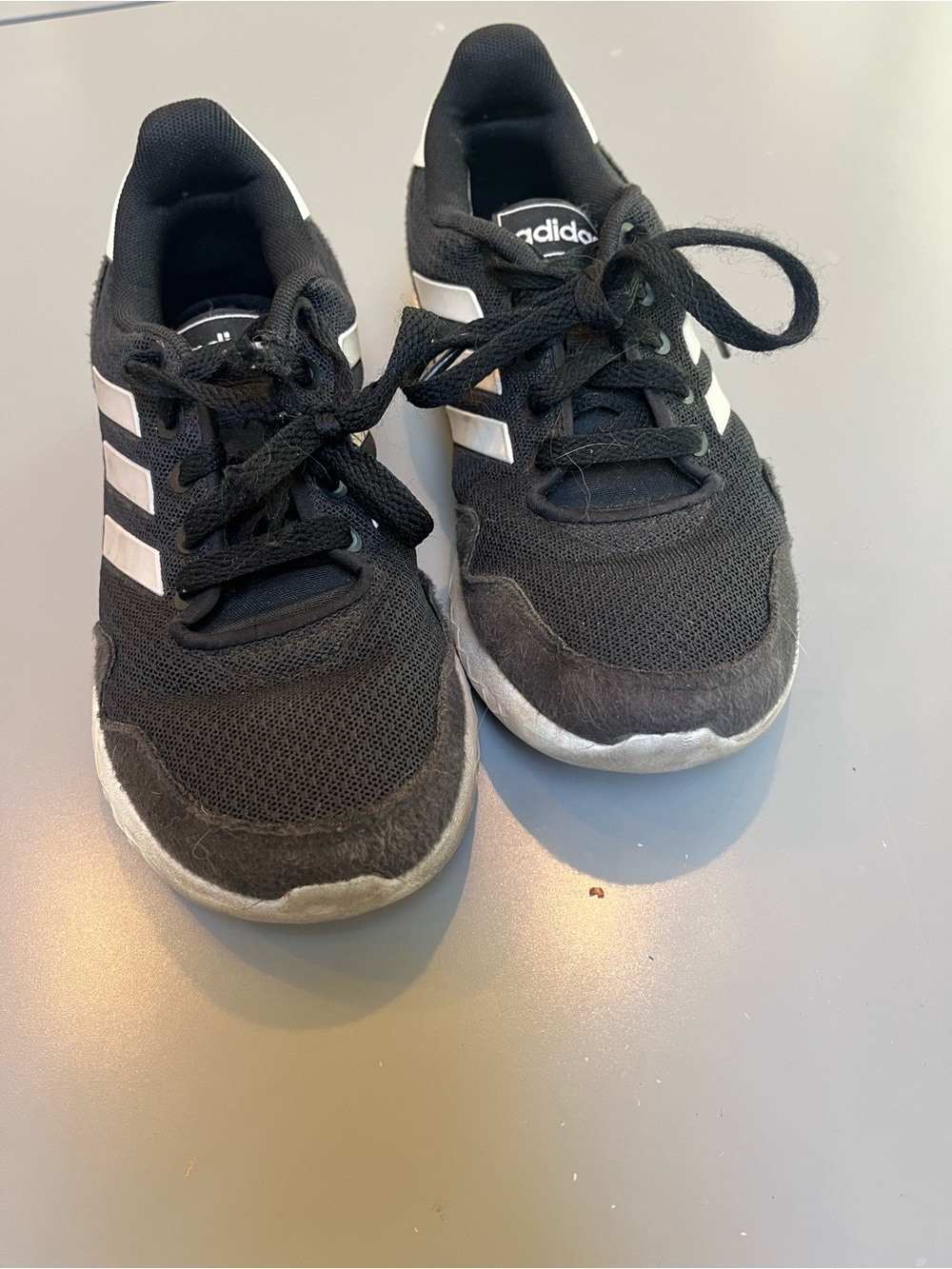 adidas Kids Black Sneakers with White Stripes